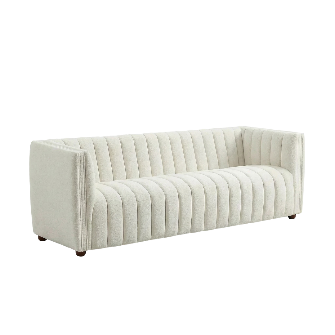 April Mid Century Modern Luxury Tight Back Beige Boucle Couch