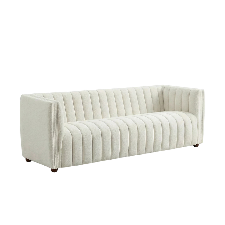 April Mid Century Modern Luxury Tight Back Beige Boucle Couch