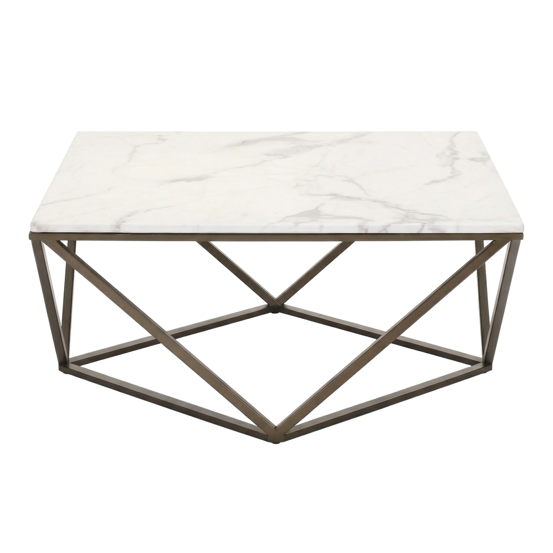 Tintern Coffee Table – Elegant White Marble-Like Top & Antique Bronze Base | Coffee Table | Trufairs