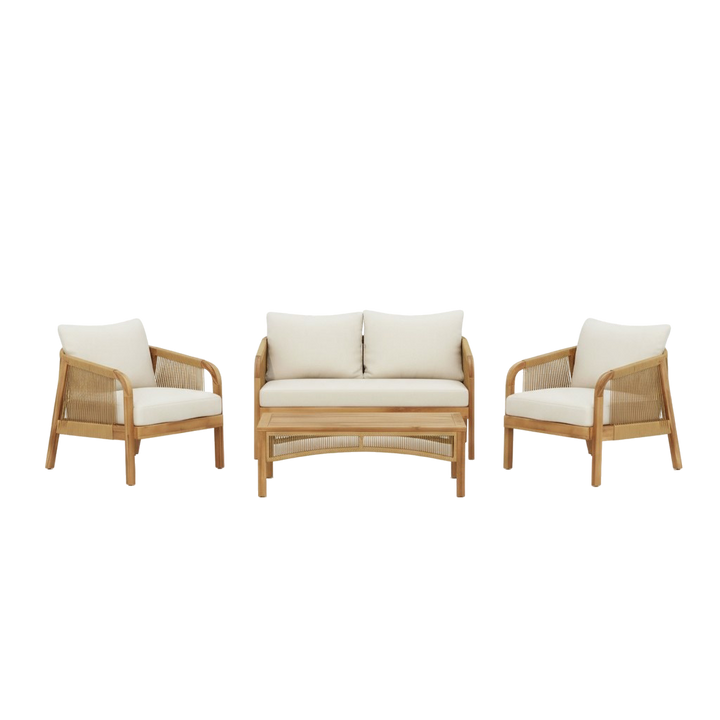 Exclusive 4-Pieces Acacia Wood Patio Furniture Set - Premium Deep Seating Outdoor Collection