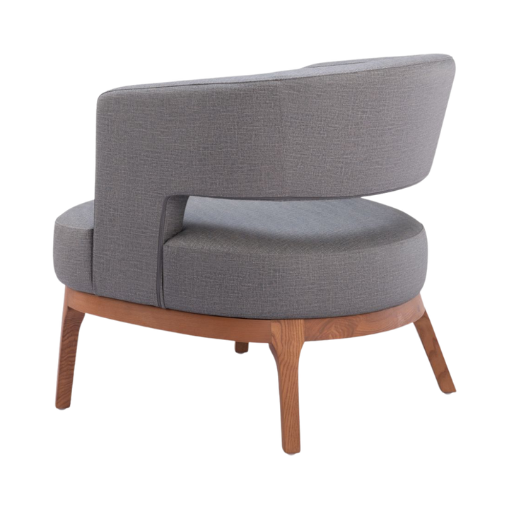 Slate Gray Polyurethane Accent Chair – Ash Wood Base & Steel Legs | Living Room & Office Seating | Trufairs