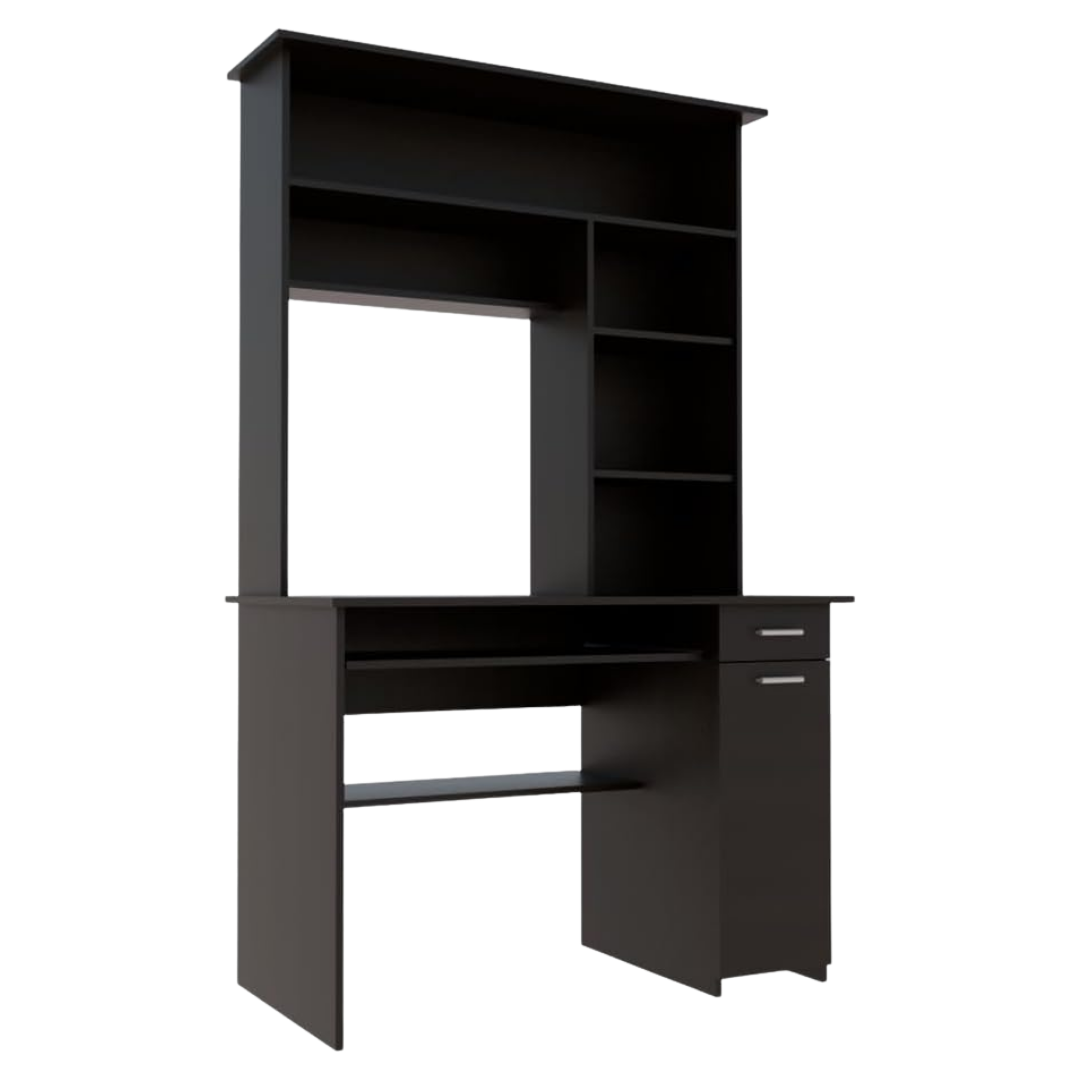 43" Black Computer Desk With Hutch