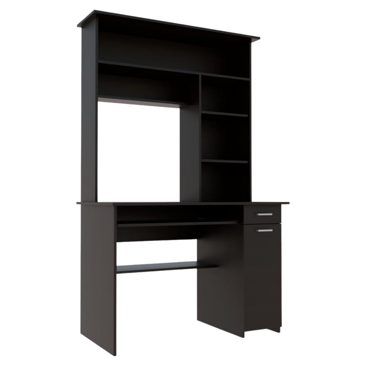 43" Black Computer Desk With Hutch