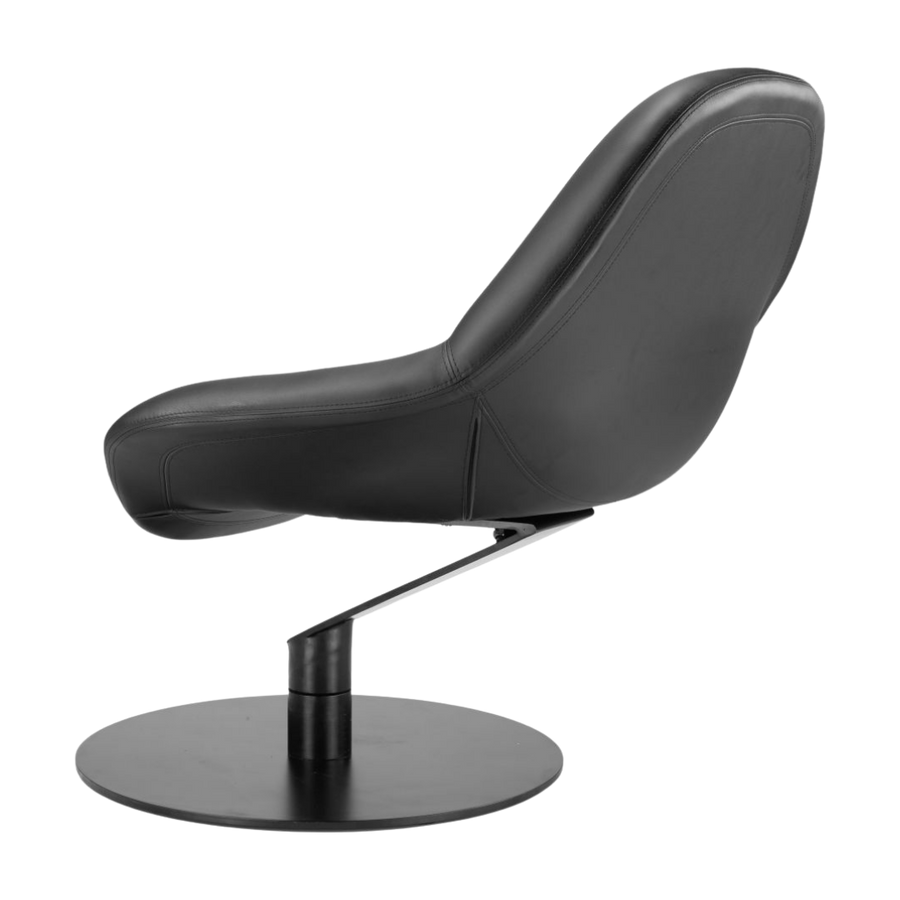 Modern Swivel Accent Chair – Black Polyurethane Upholstery & Steel Base | Living Room Seating | Trufairs