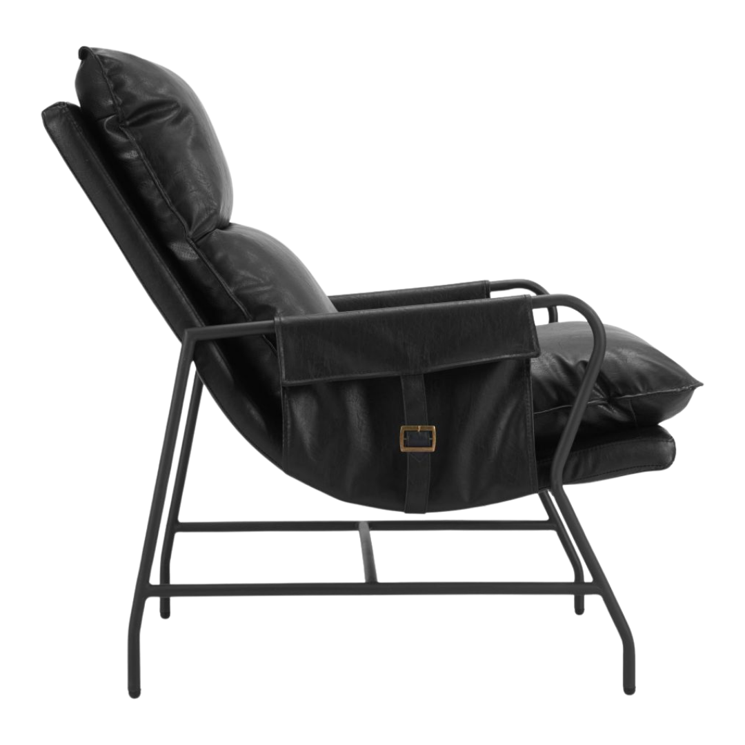 Contemporary Accent Chair – Black Vinyl Upholstery & Steel Frame | Living Room Furniture | Trufairs