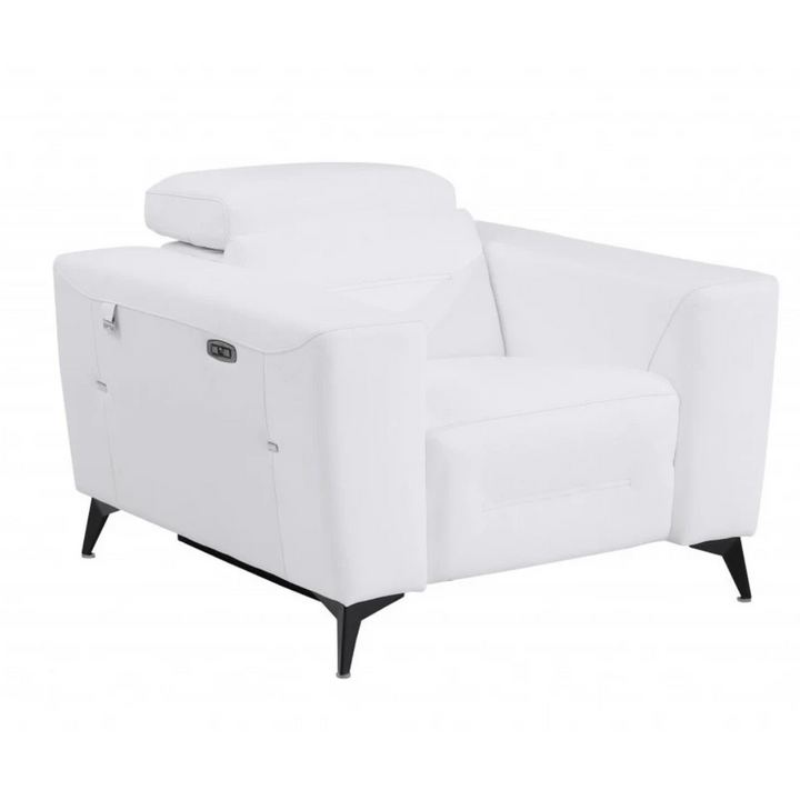 41" White Italian Leather Power Recliner Chair