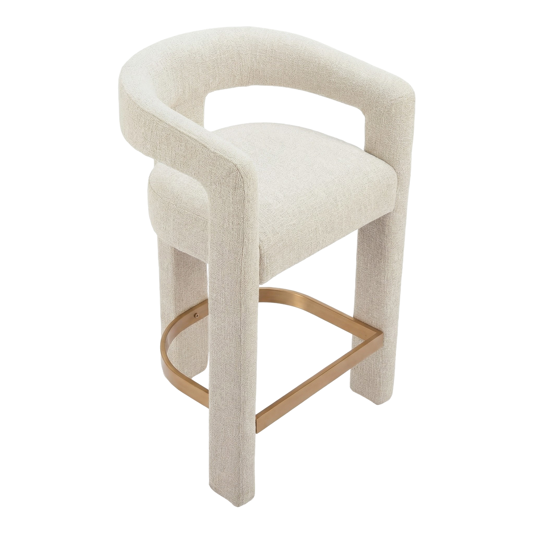 Modern Plush Counter Stool – Elegant Beige Comfort | Kitchen Island Seating | Trufairs
