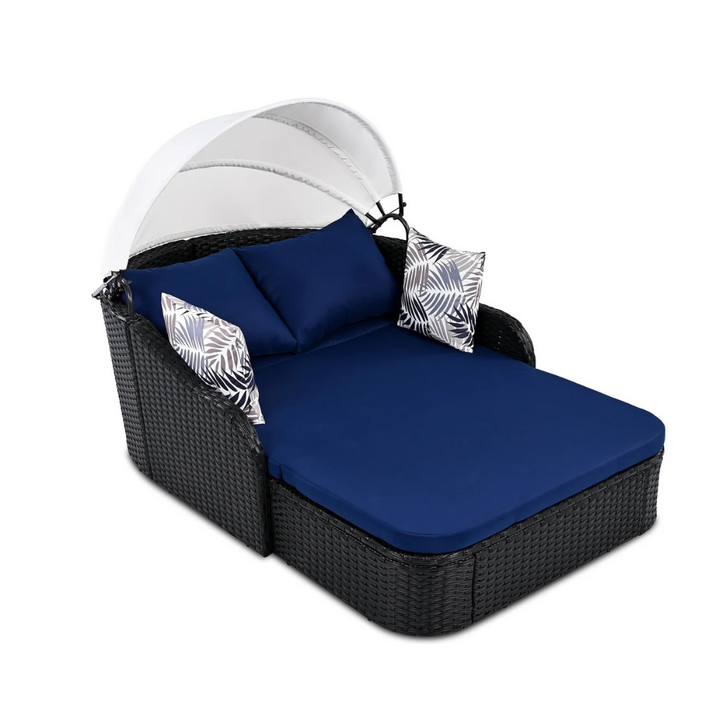 LunaLux premium 48’ Blue  Rattan Daybed with cushion