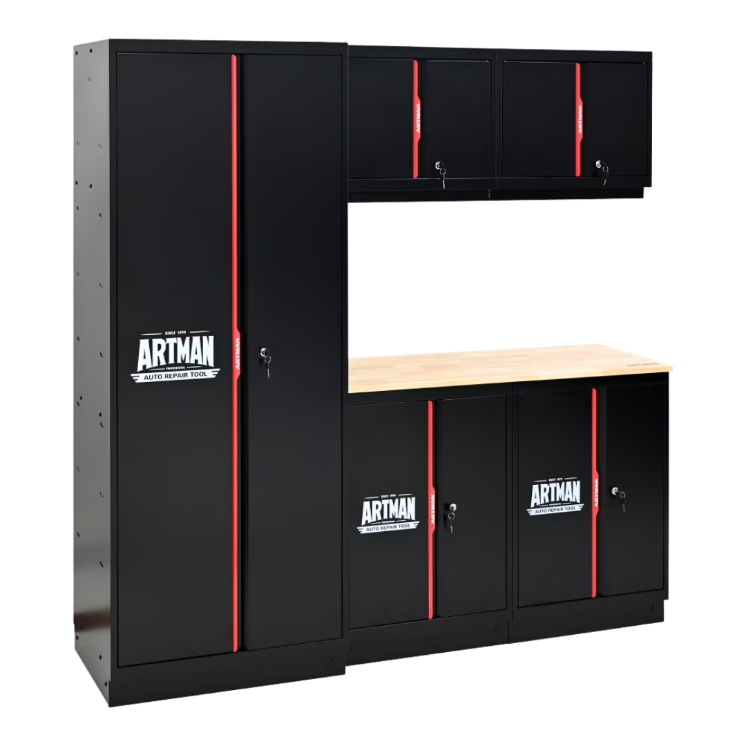 Professional Steel Filing Cabinet with Multiple Compartments - Heavy-Duty Office Storage Solution for File Archives & Document Organization (Black/Red)