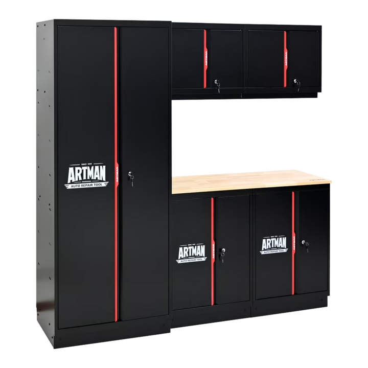 Professional Steel Filing Cabinet with Multiple Compartments - Heavy-Duty Office Storage Solution for File Archives & Document Organization (Black/Red)