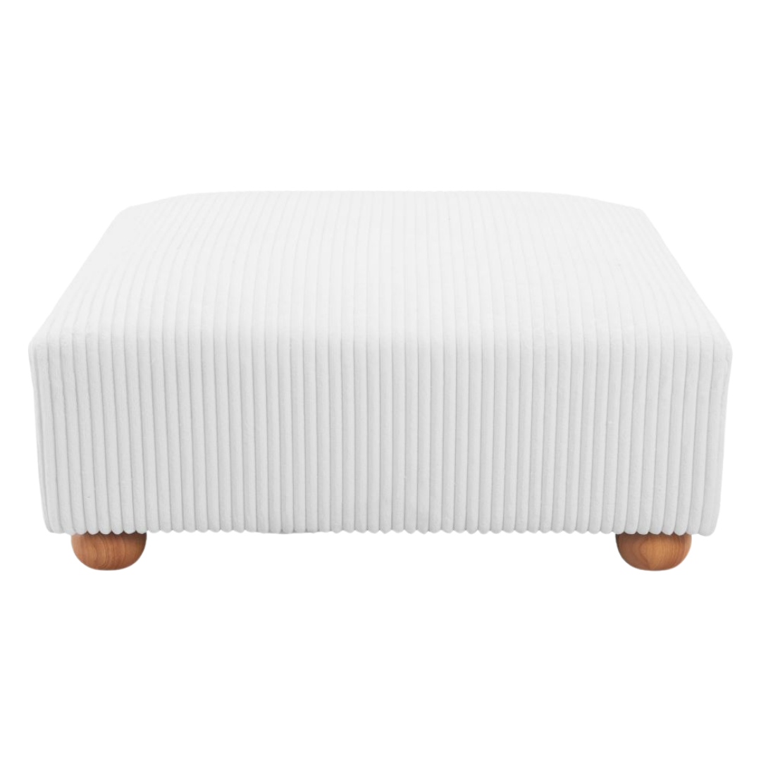 Corduroy Cube Ottoman – Plush White Seating | Modern Ottoman | Trufairs