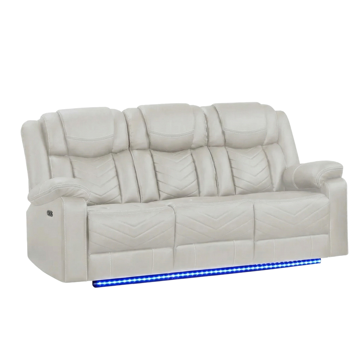 Challenger LED Power Recliner Sofa with Cup Holders & USB Ports | Trufairs