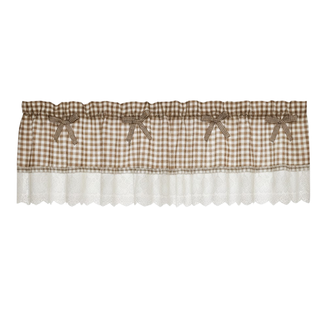 Beige Grid Lace Half Curtain – 59×15″ Kitchen Partition & Window Valance | Trufairs