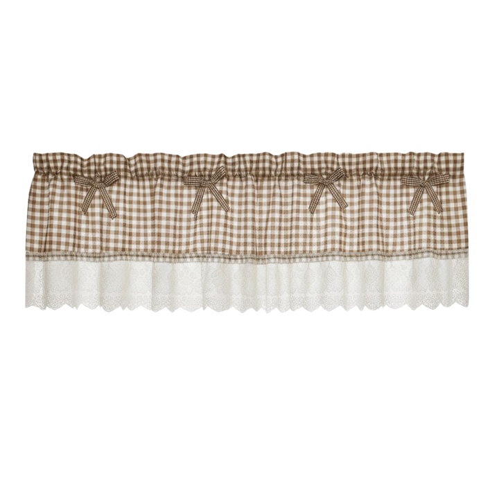 Beige Grid Lace Half Curtain – 59×15″ Kitchen Partition & Window Valance | Trufairs