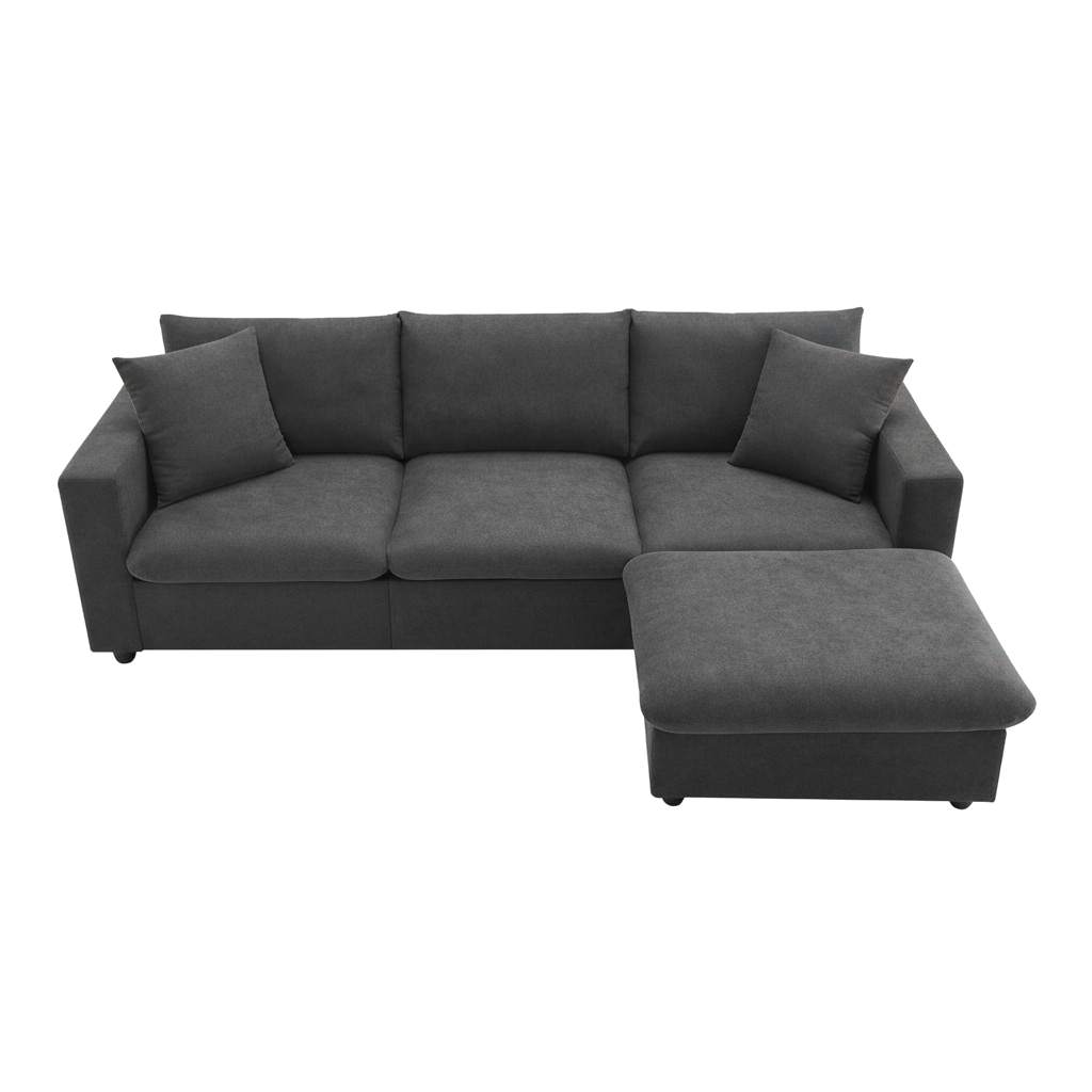 100.4*64.6”Modern Oversized Sectional Sofa with Convertible Ottoman & 2 Free Pillows | Trufairs