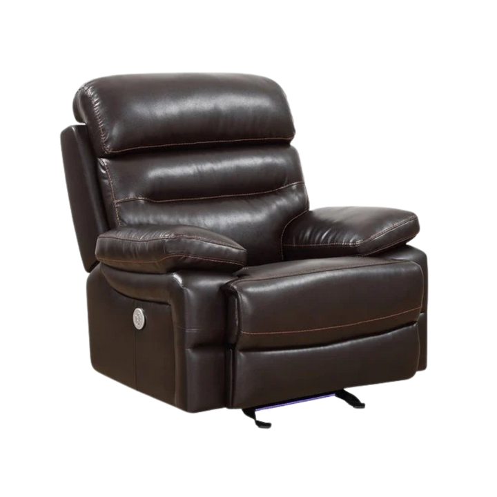 Brown Power Reclining Chair - Modern Leather Comfort with Full Recline