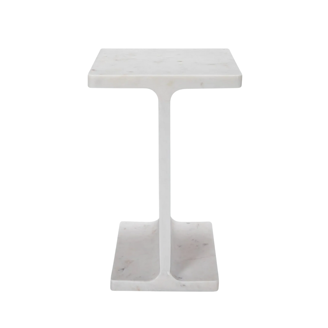 White Marble Cross I Beam Side Table