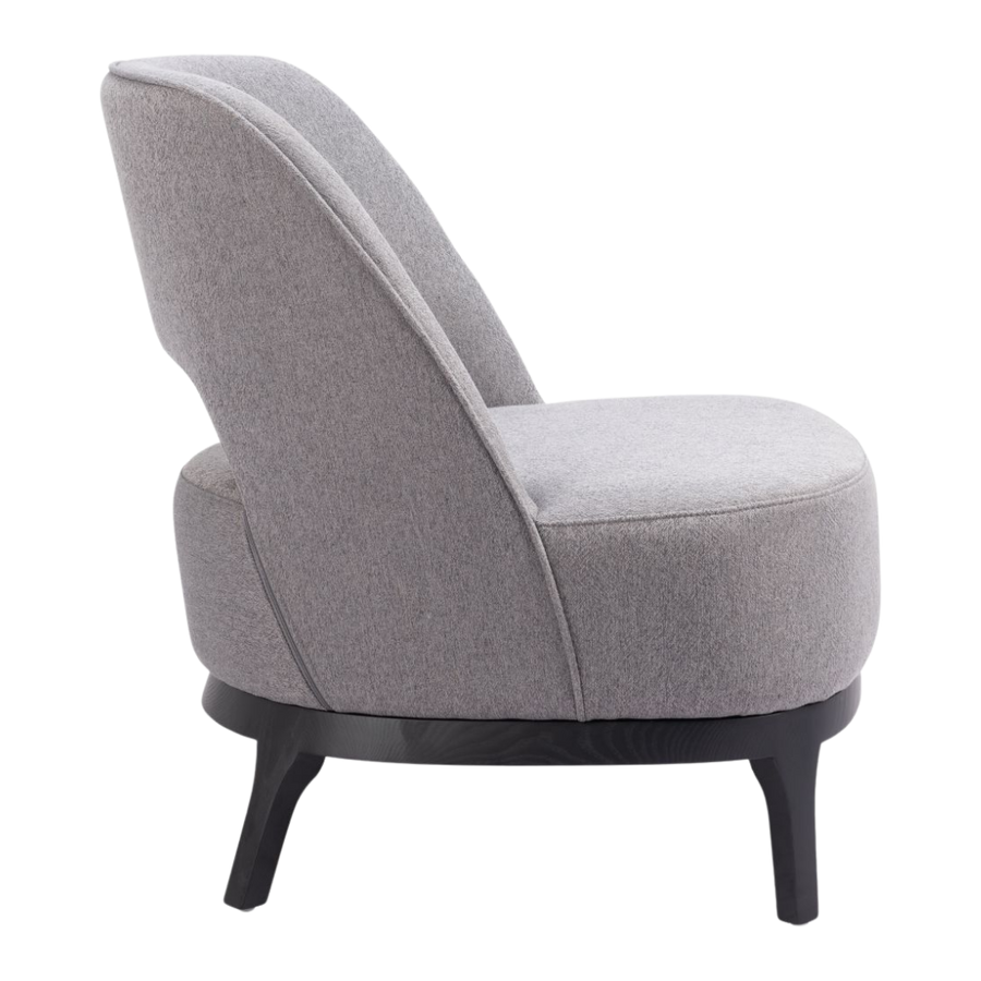 Gray Polyester Upholstered Accent Chair – Ash Wood Base & Steel Legs | Living Room Furniture | Trufairs