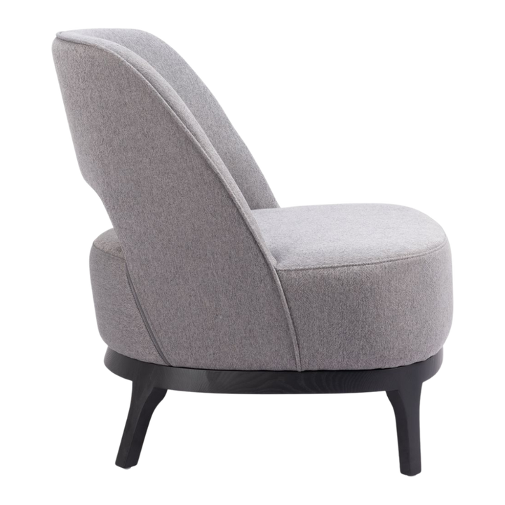 Gray Polyester Upholstered Accent Chair – Ash Wood Base & Steel Legs | Living Room Furniture | Trufairs