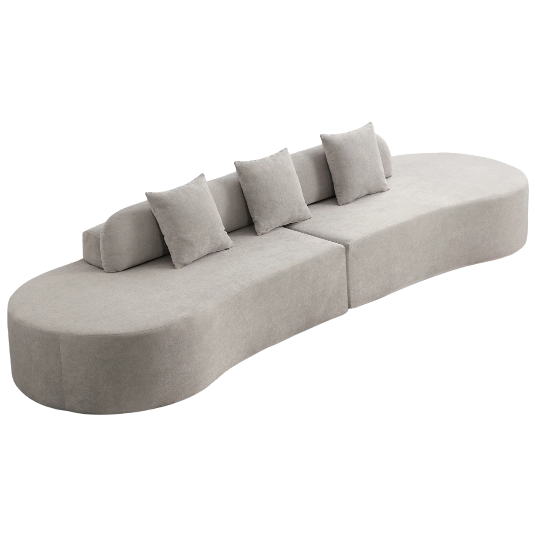 Modern Curved Combination Sofa in Terrycloth Fabric — No Assembly | Trufairs