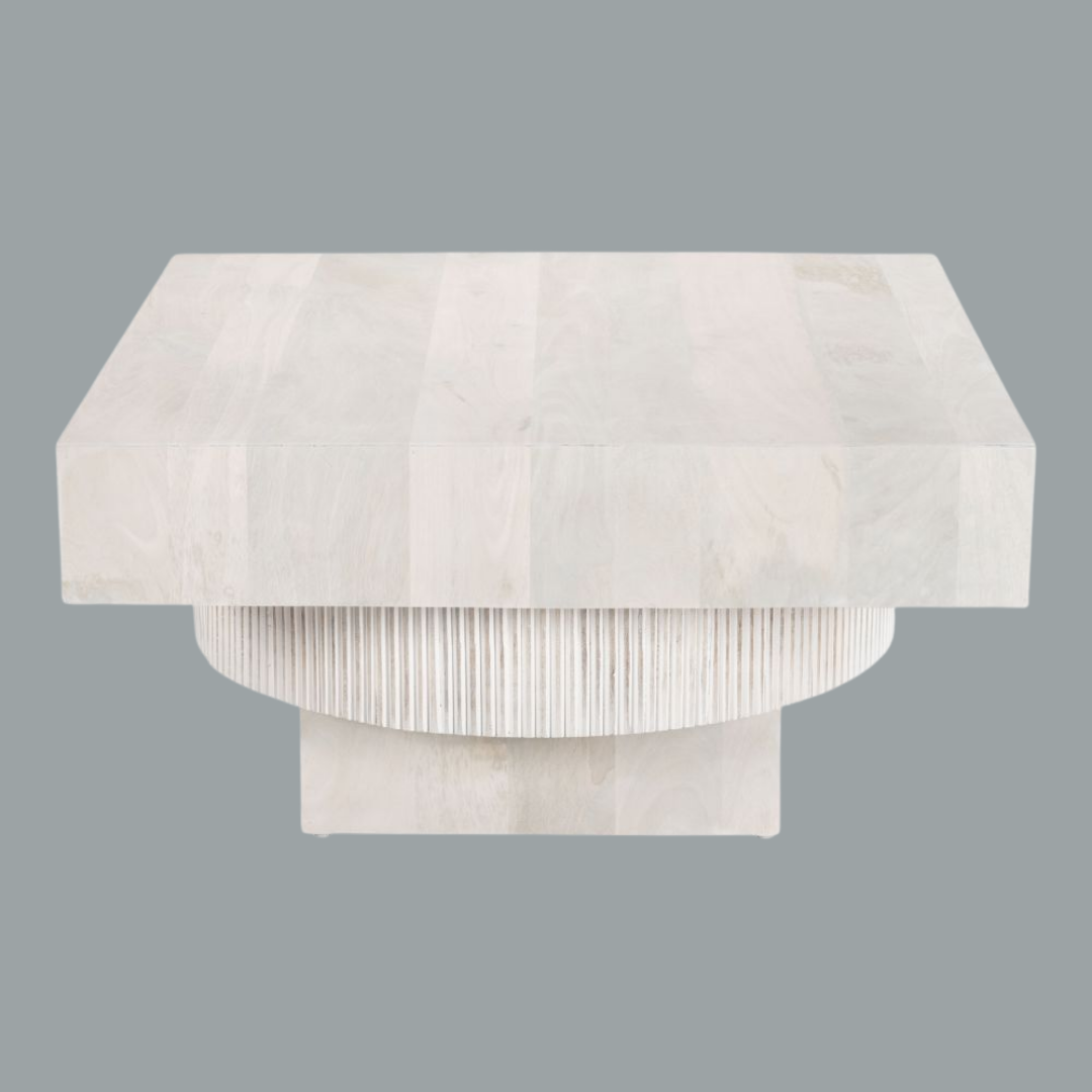 Whitewashed Wood Coffee Table – Minimalist Elegance | Warm Living Room Accent | Trufairs