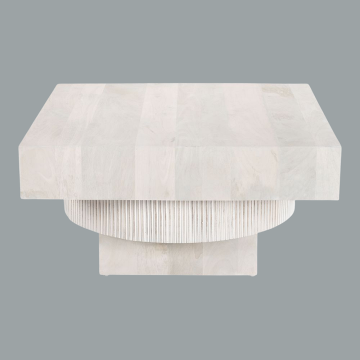 Whitewashed Wood Coffee Table – Minimalist Elegance | Warm Living Room Accent | Trufairs