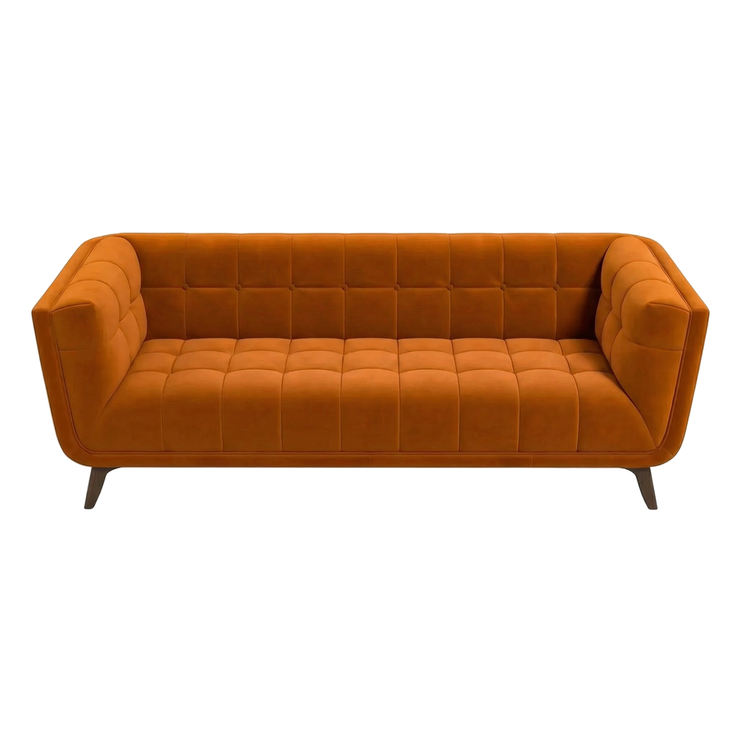 Addison Large Burnt-Orange Velvet Sofa