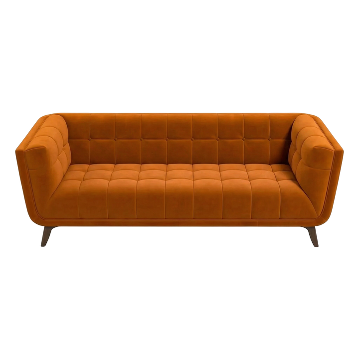 Addison Large Burnt-Orange Velvet Sofa