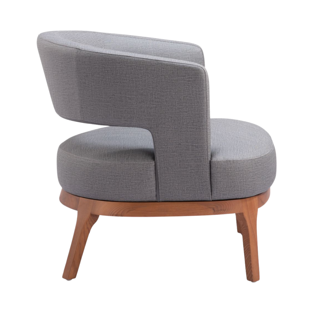 Slate Gray Polyurethane Accent Chair – Ash Wood Base & Steel Legs | Living Room & Office Seating | Trufairs