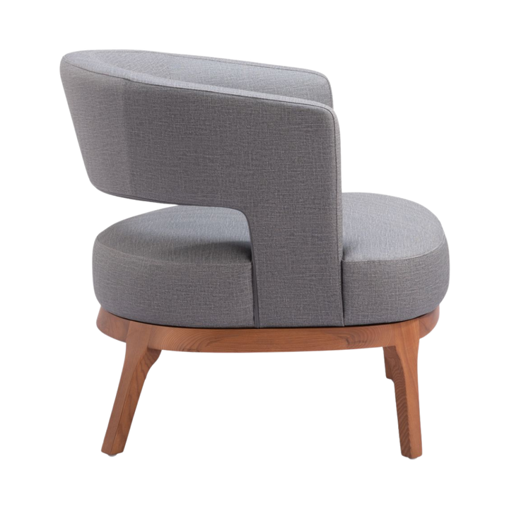 Slate Gray Polyurethane Accent Chair – Ash Wood Base & Steel Legs | Living Room & Office Seating | Trufairs