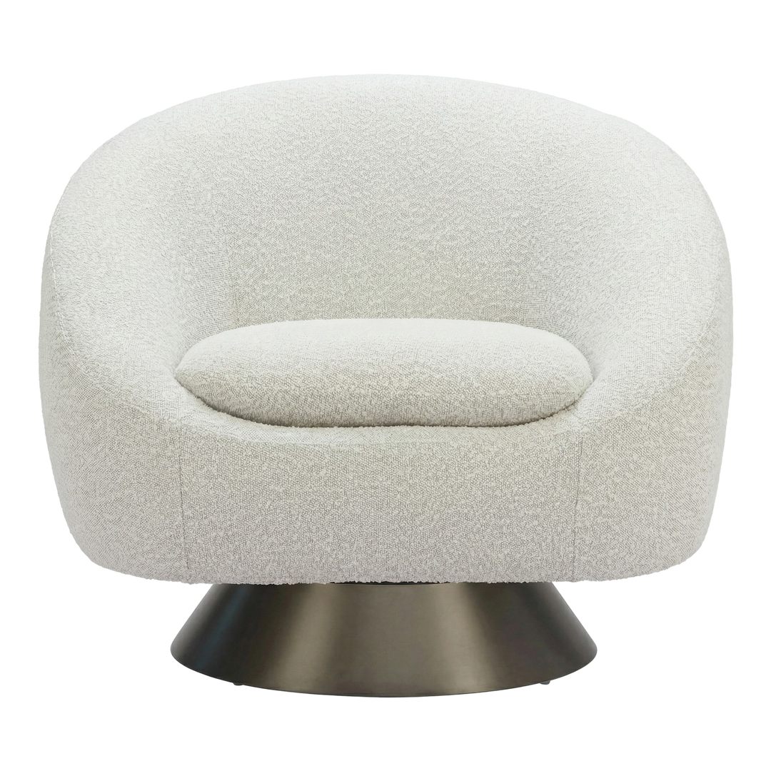 Contemporary Misty Gray Swivel Chair – Sculptural Comfort Accent | Modern Living Room Seating | Trufairs