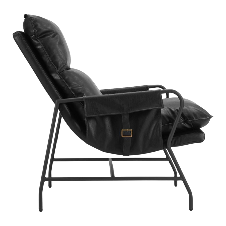 Contemporary Accent Chair – Black Vinyl Upholstery & Steel Frame | Living Room Furniture | Trufairs