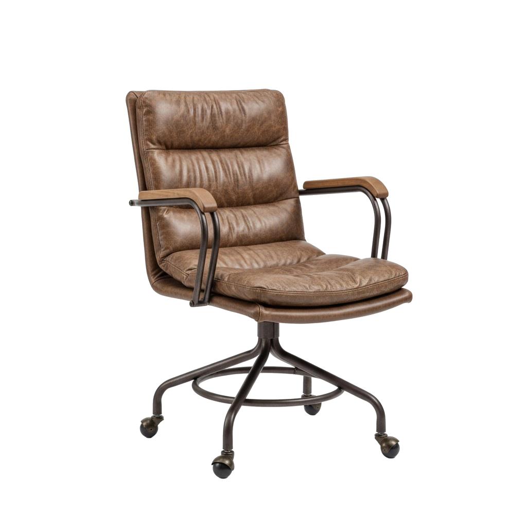 Coffee and Dark Brown Swivel Leather Rolling Executive Office Chair