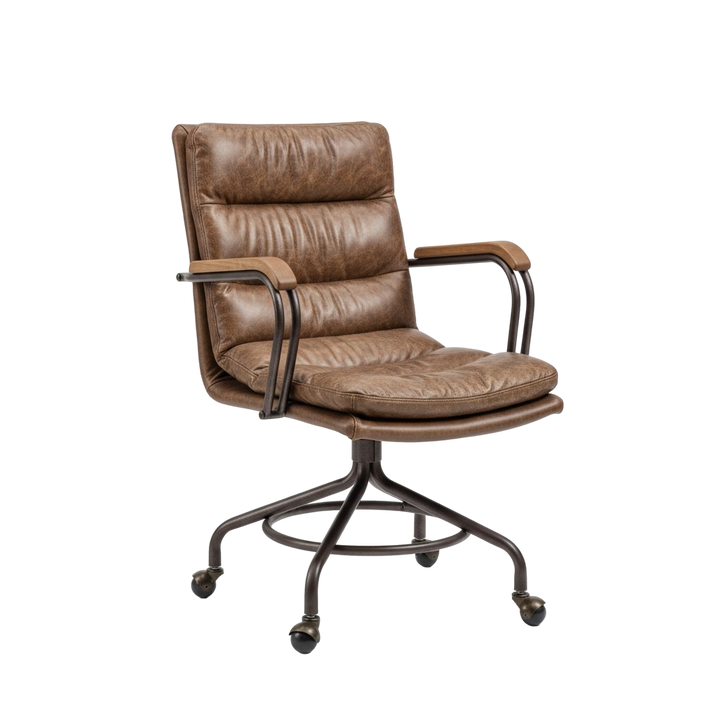 Coffee and Dark Brown Swivel Leather Rolling Executive Office Chair