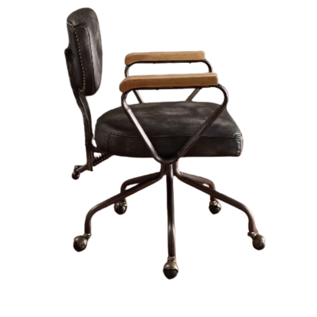 Brown Adjustable Swivel Leather Rolling Executive Office Chair