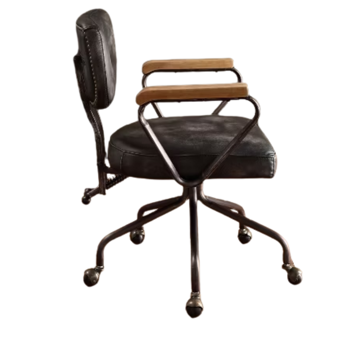 Brown Adjustable Swivel Leather Rolling Executive Office Chair