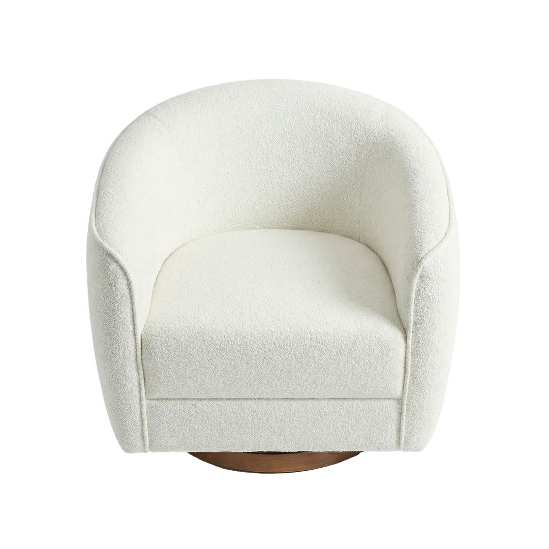 Elise Mid Century Modern Beige Boucle Swivel Chair