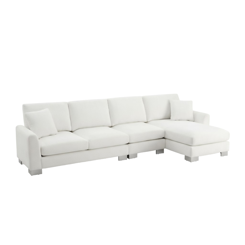 Modern Oversized L-Shape Chenille Sectional Sofa with 2 Free Pillows | Trufairs