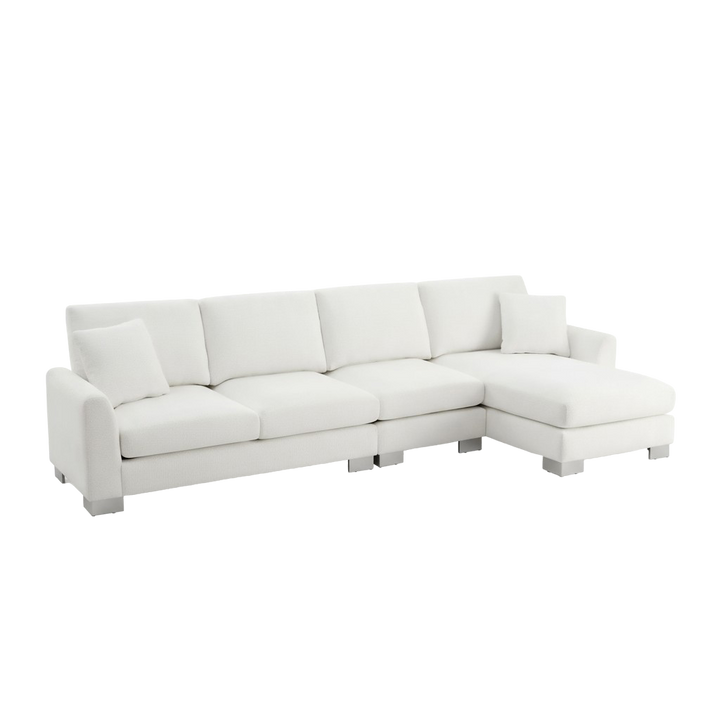 Modern Oversized L-Shape Chenille Sectional Sofa with 2 Free Pillows | Trufairs