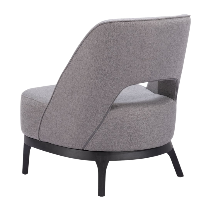 Gray Polyester Upholstered Accent Chair – Ash Wood Base & Steel Legs | Living Room Furniture | Trufairs