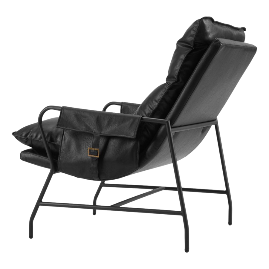 Contemporary Accent Chair – Black Vinyl Upholstery & Steel Frame | Living Room Furniture | Trufairs