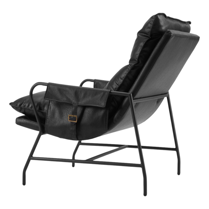 Contemporary Accent Chair – Black Vinyl Upholstery & Steel Frame | Living Room Furniture | Trufairs