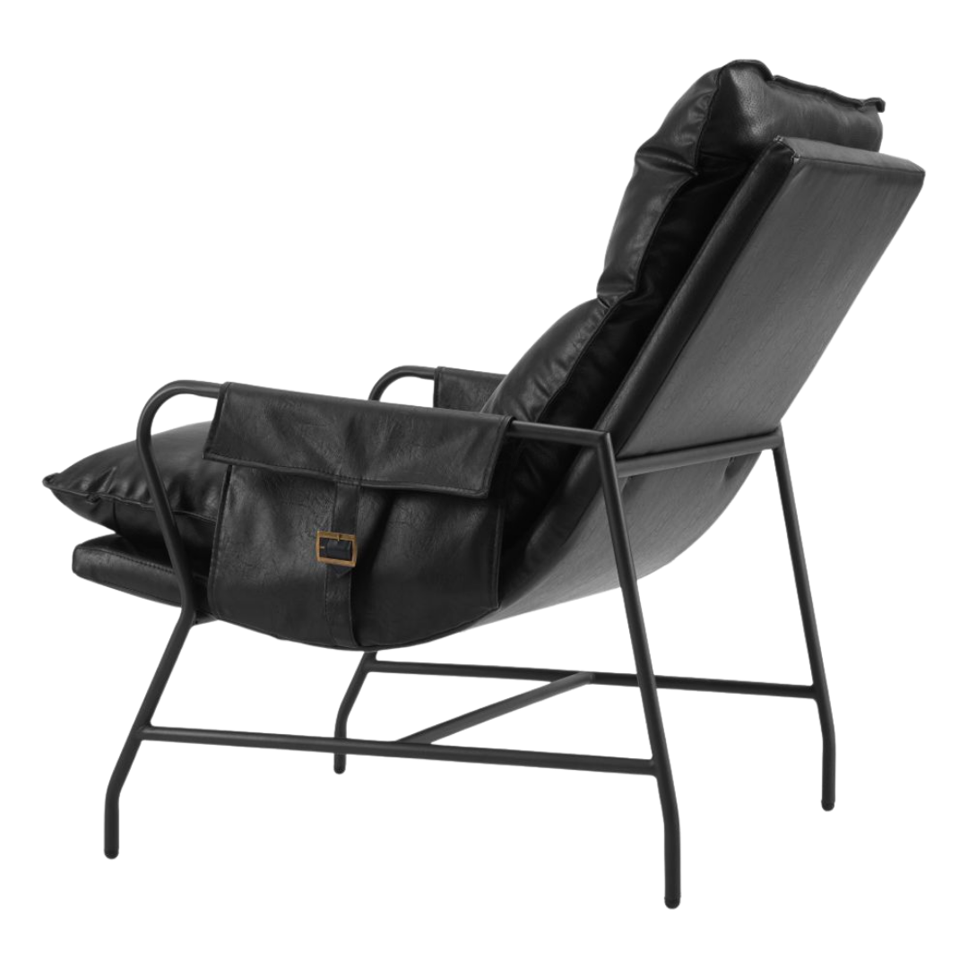 Contemporary Accent Chair – Black Vinyl Upholstery & Steel Frame | Living Room Furniture | Trufairs