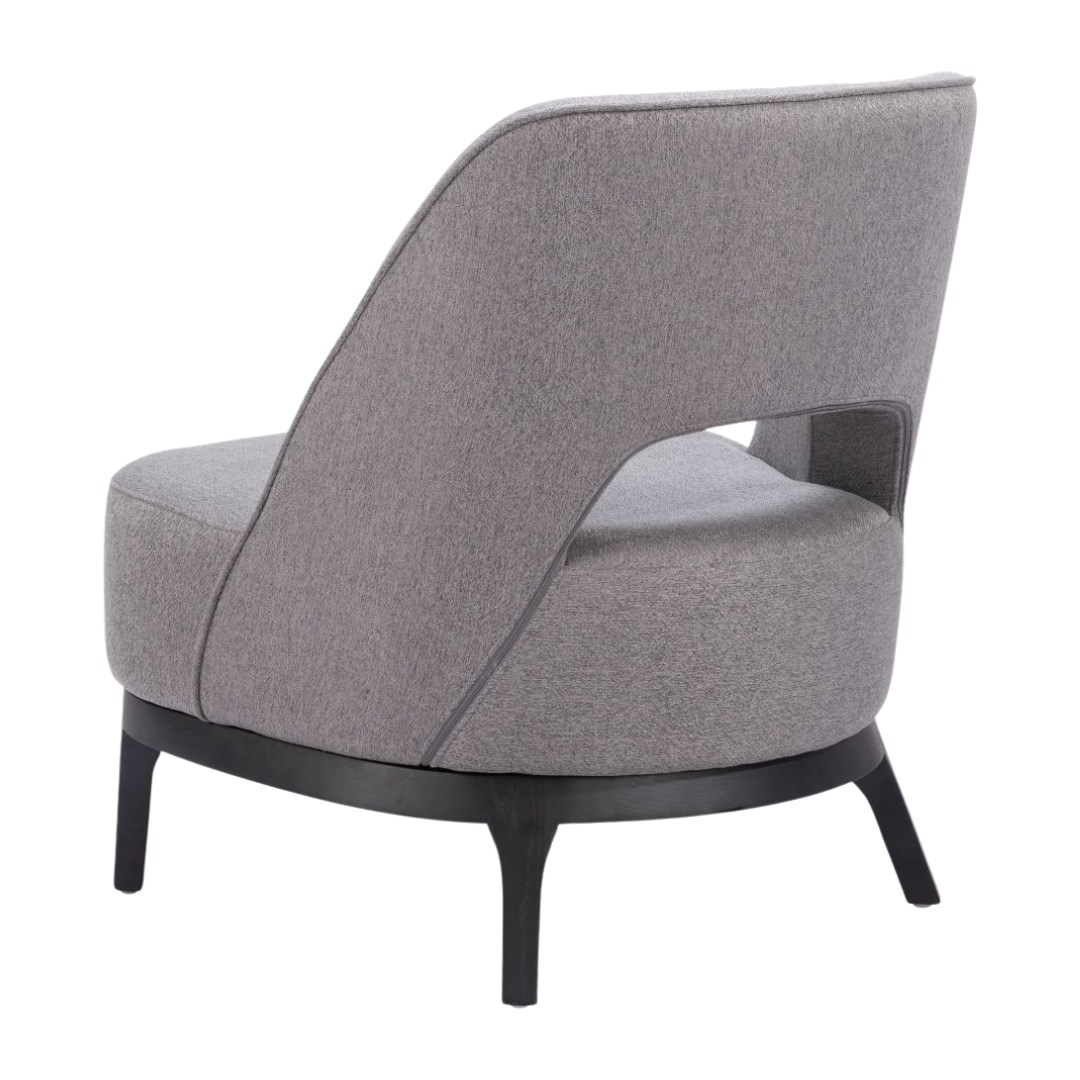 Gray Polyester Upholstered Accent Chair – Ash Wood Base & Steel Legs | Living Room Furniture | Trufairs