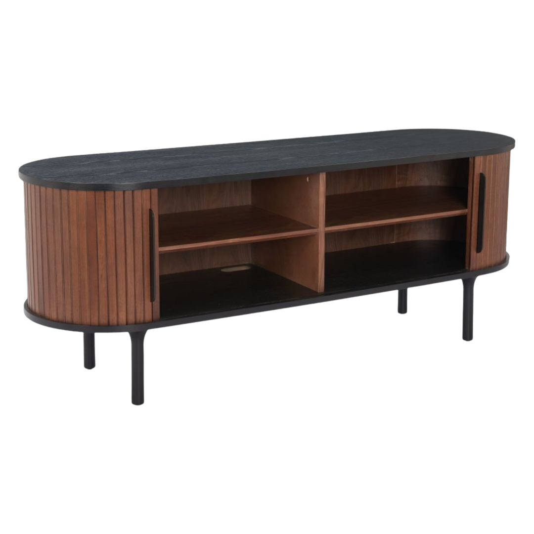 Koriana Black Walnut Entertainment Stand – Sleek Storage & Display | Living Room Furniture | Trufairs