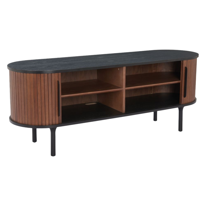 Koriana Black Walnut Entertainment Stand – Sleek Storage & Display | Living Room Furniture | Trufairs