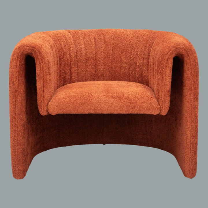 Modern Comfort Accent Chair – Sherpa Upholstery | Designer Orange Seating | Trufairs
