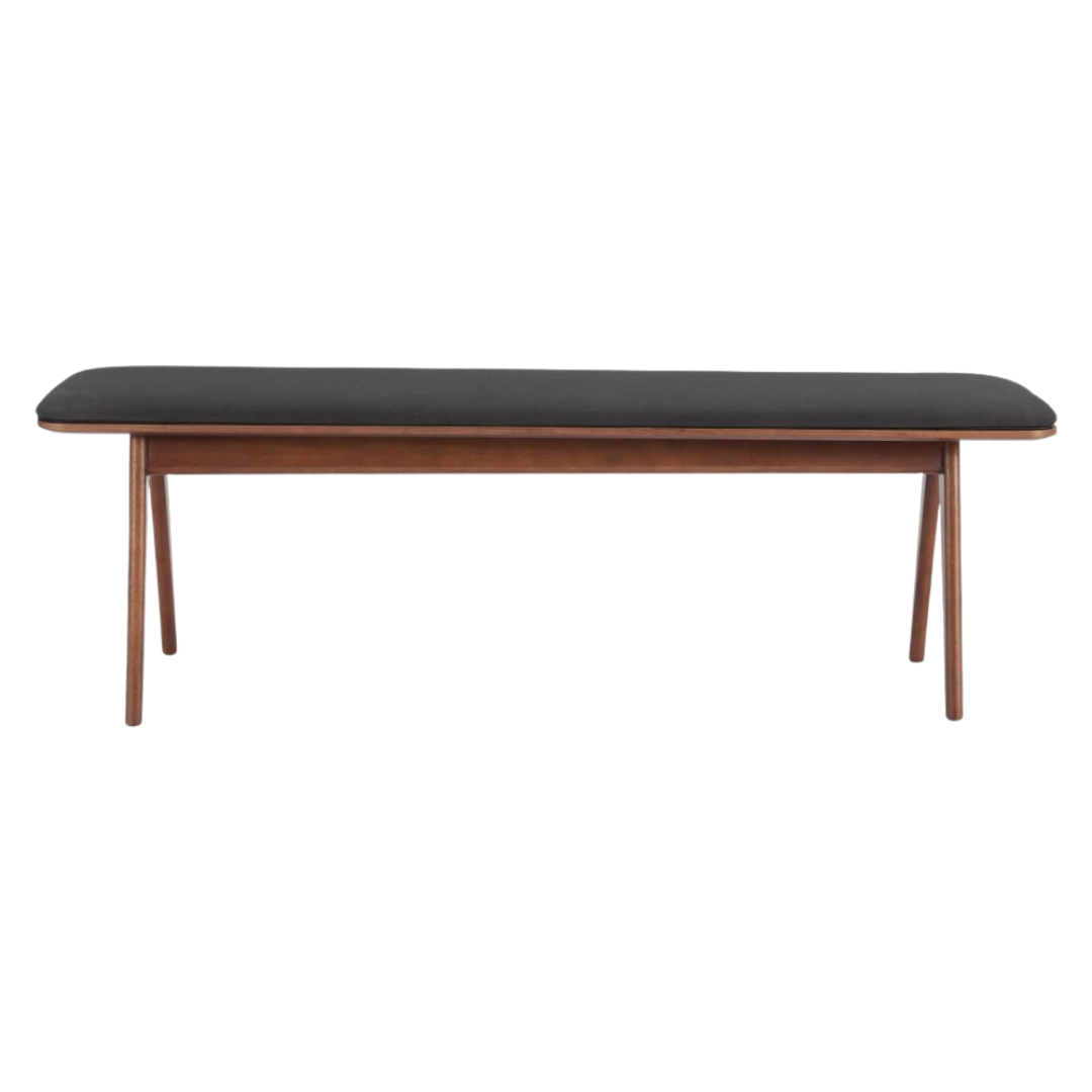 Modern Utility Bench – Black Comfort & Walnut Finish | Designer Bench | Trufairs