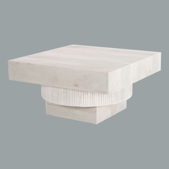 Whitewashed Wood Coffee Table – Minimalist Elegance | Warm Living Room Accent | Trufairs