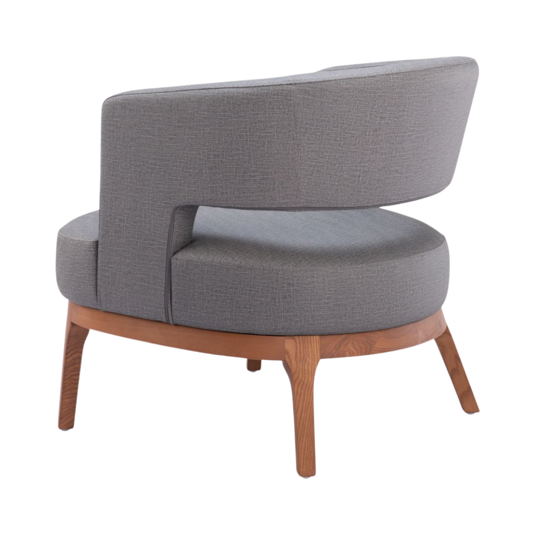 Slate Gray Polyurethane Accent Chair – Ash Wood Base & Steel Legs | Living Room & Office Seating | Trufairs